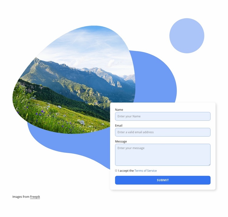 Contact form for travel firm Landing Page