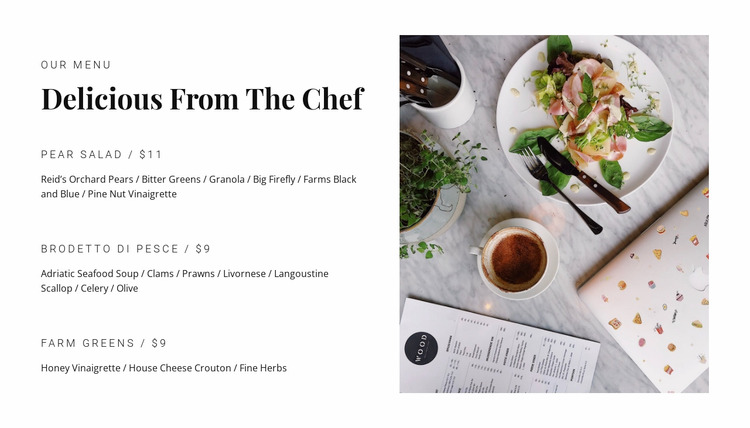 Popular dishes from the menu WordPress Website Builder