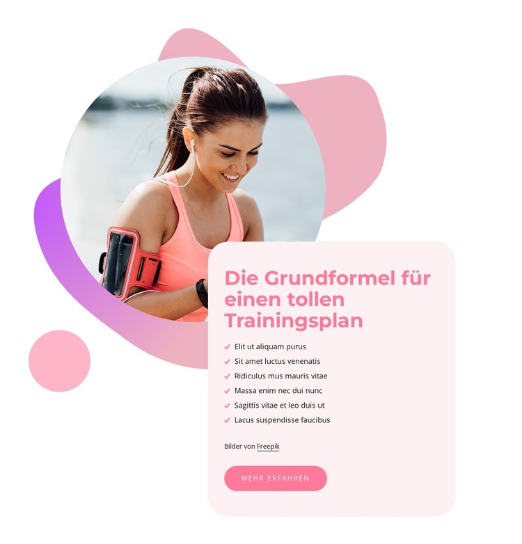 Toller Trainingsplan HTML-Vorlage