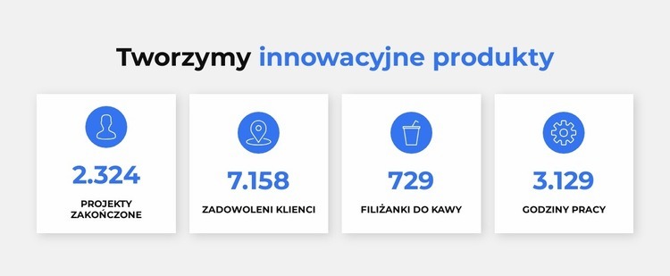 Innowacyjne produkty Makieta strony internetowej