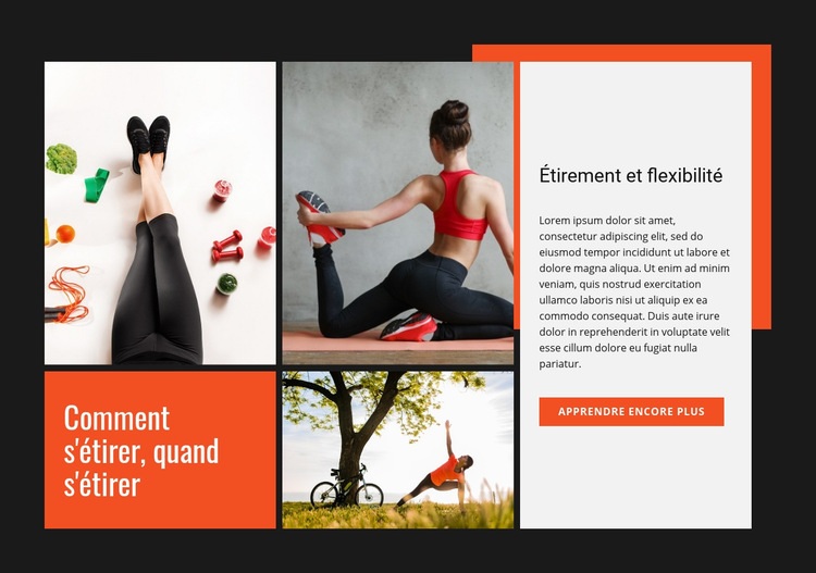 Étirement et flexibilité Maquette de site Web