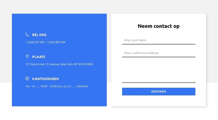 Bel ons en neem contact met ons op CSS-sjabloon