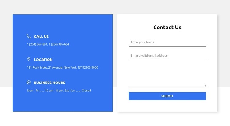 Call us and contact us Squarespace Template Alternative
