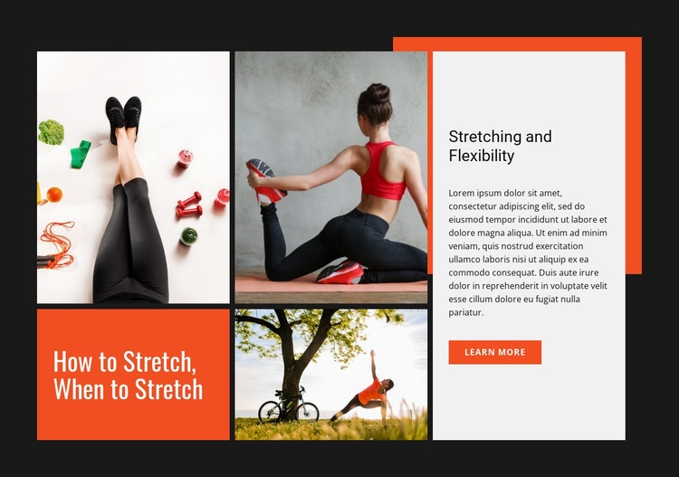 Stretching och flexibilitet Html webbplatsbyggare