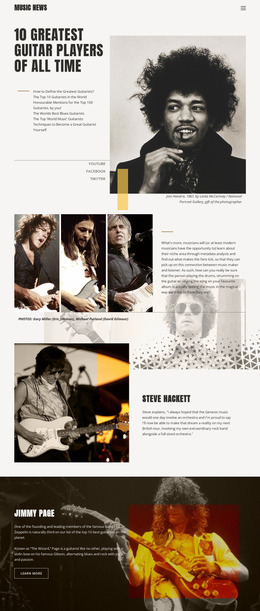 The Top Guitar Players - HTML Page Template