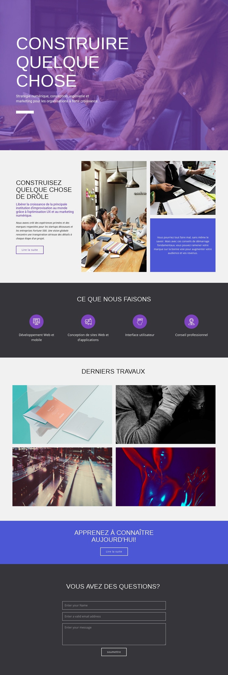 Agence de construction Page de destination