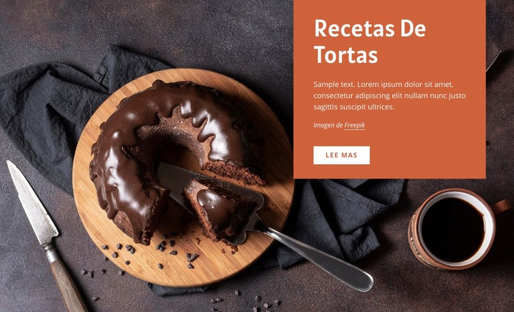 Recetas de pasteles Maqueta de sitio web