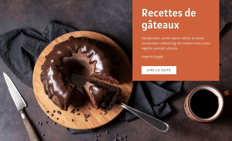 Recettes de gâteaux Maquette de site Web