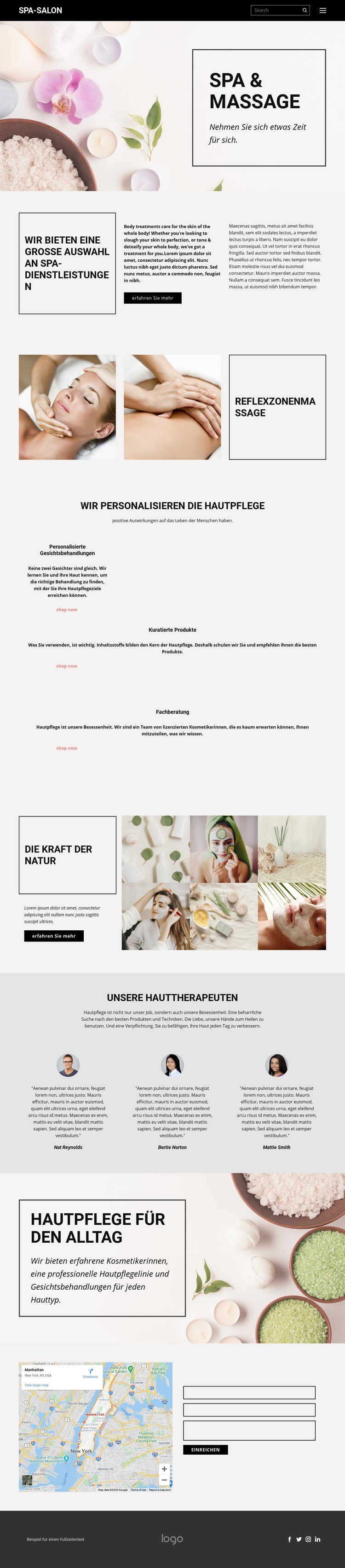 SPA und Massage Website design
