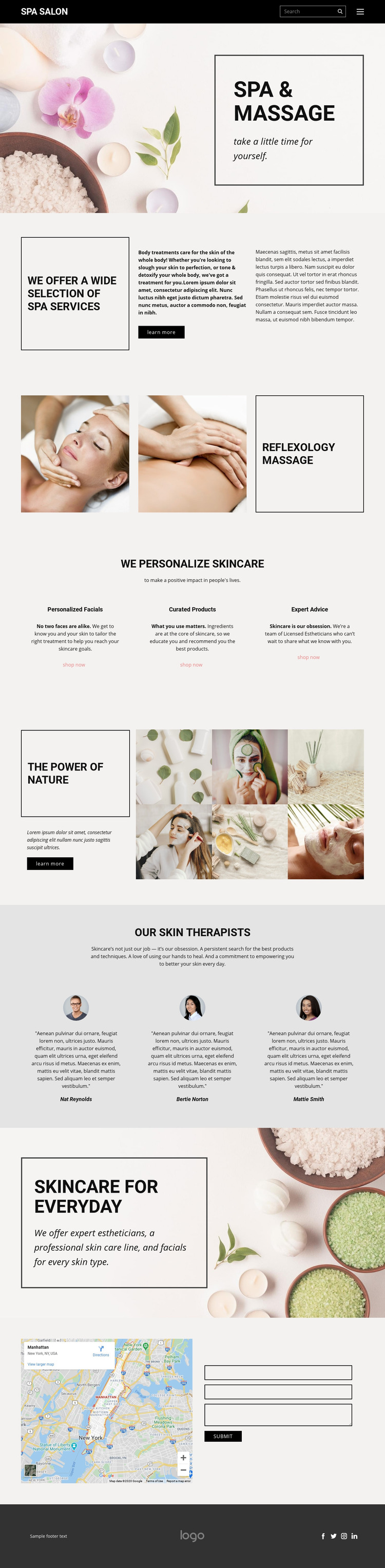 SPA and massage Homepage Design