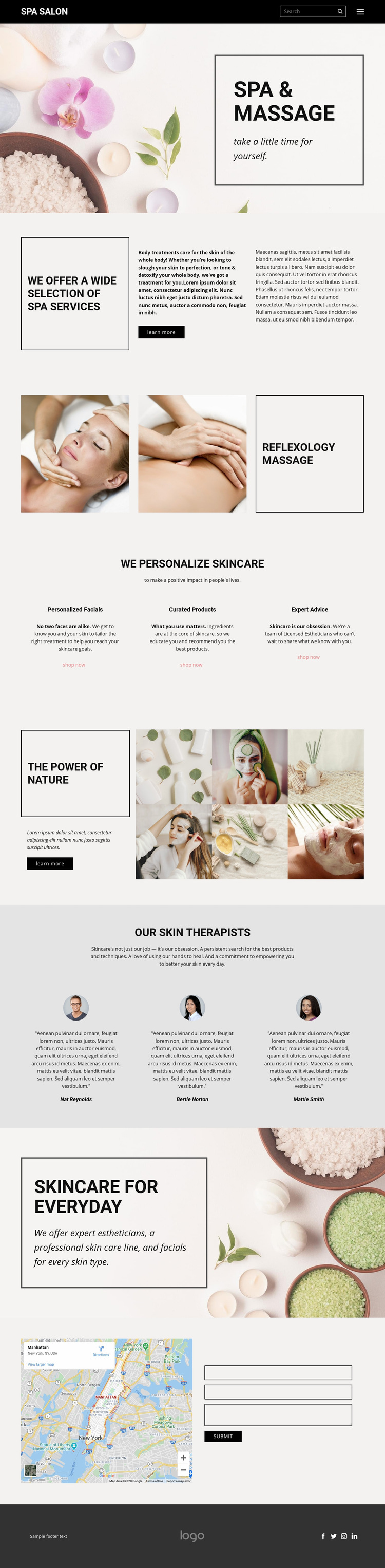 SPA and massage Web Page Design