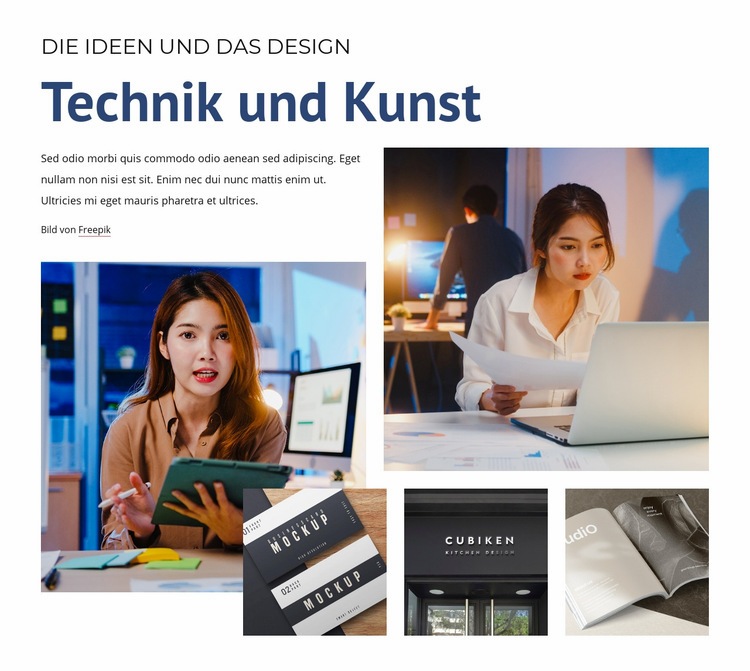 Technik und Kunst Website-Modell