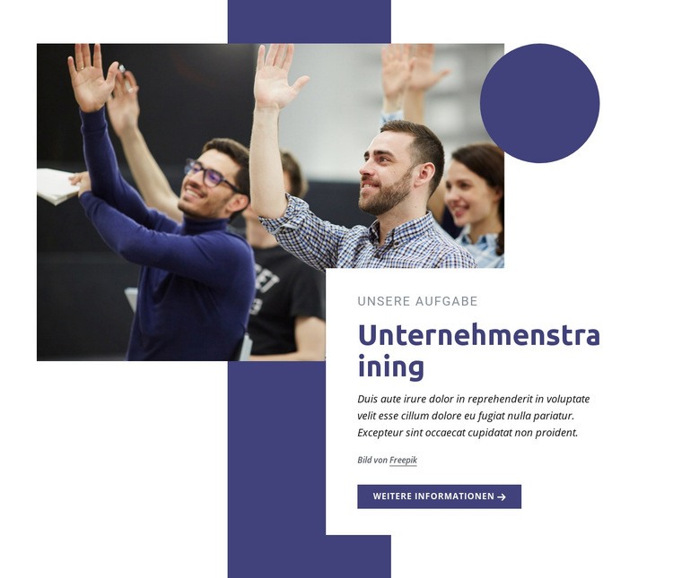 Schulungsprogramme für Unternehmen Landing Page