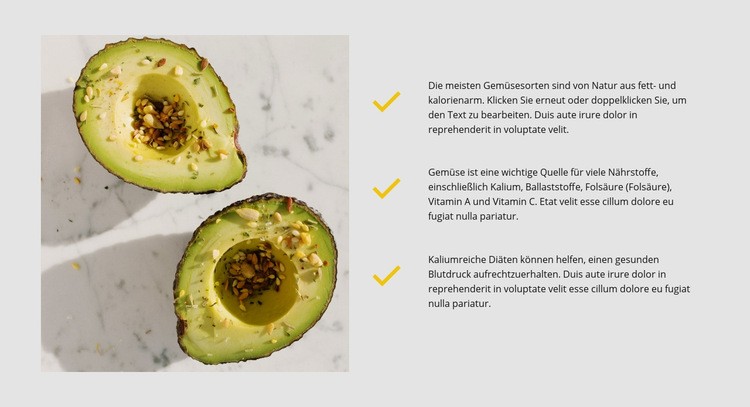 Avocado ist gesund Landing Page