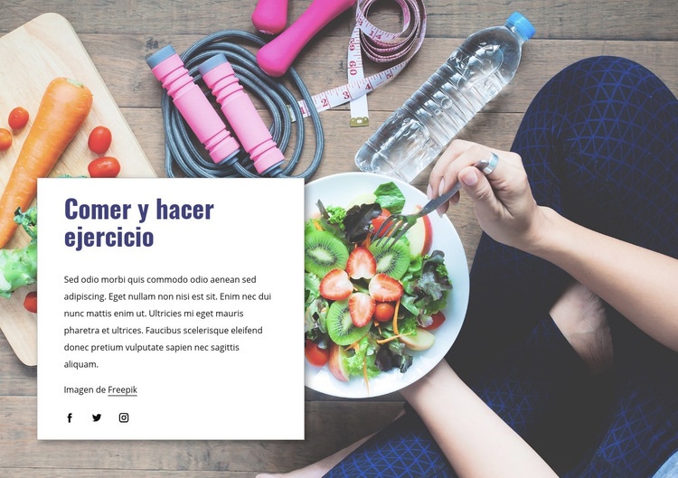 Comer y hacer ejercicio Maqueta de sitio web