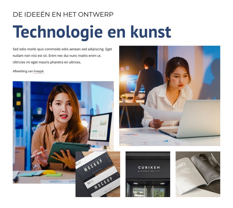 Technologie en kunst Website mockup