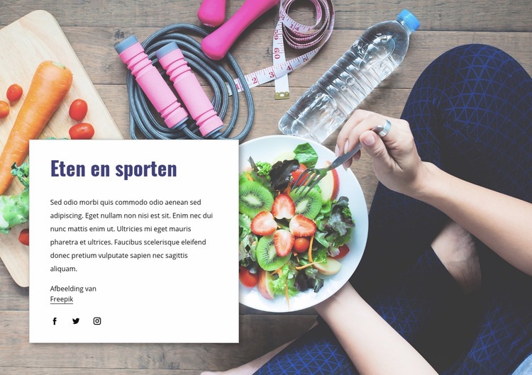 Eten en sporten Website mockup