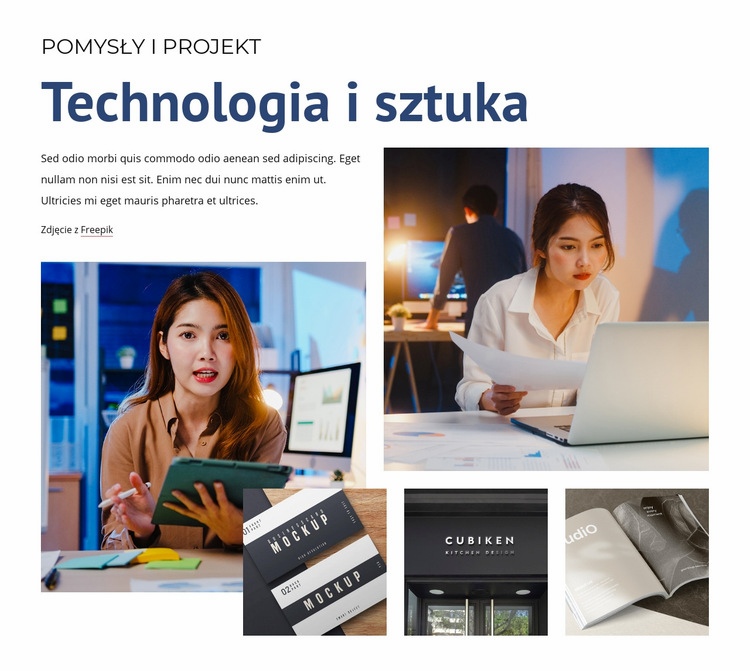 Technologia i sztuka Makieta strony internetowej