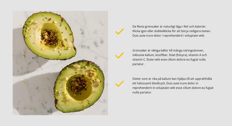 Avokado är hälsosamt HTML-mall
