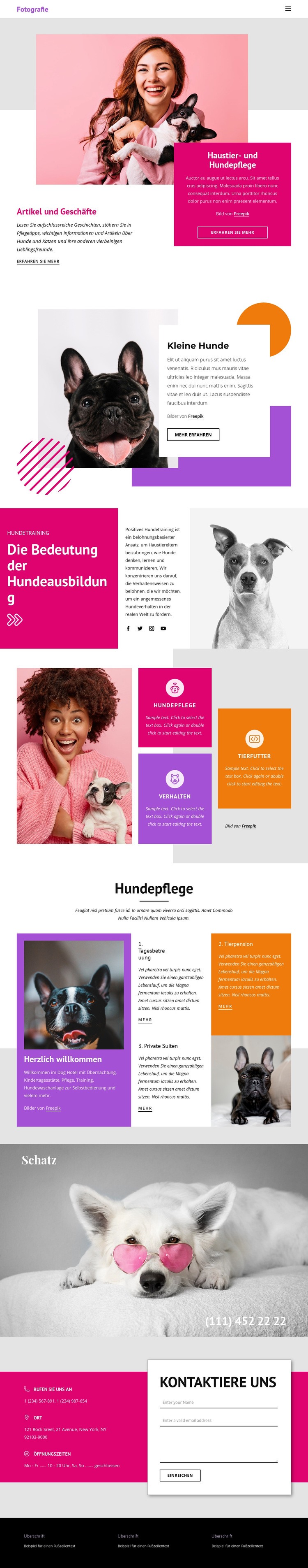 Haustiere Geschichten Website design