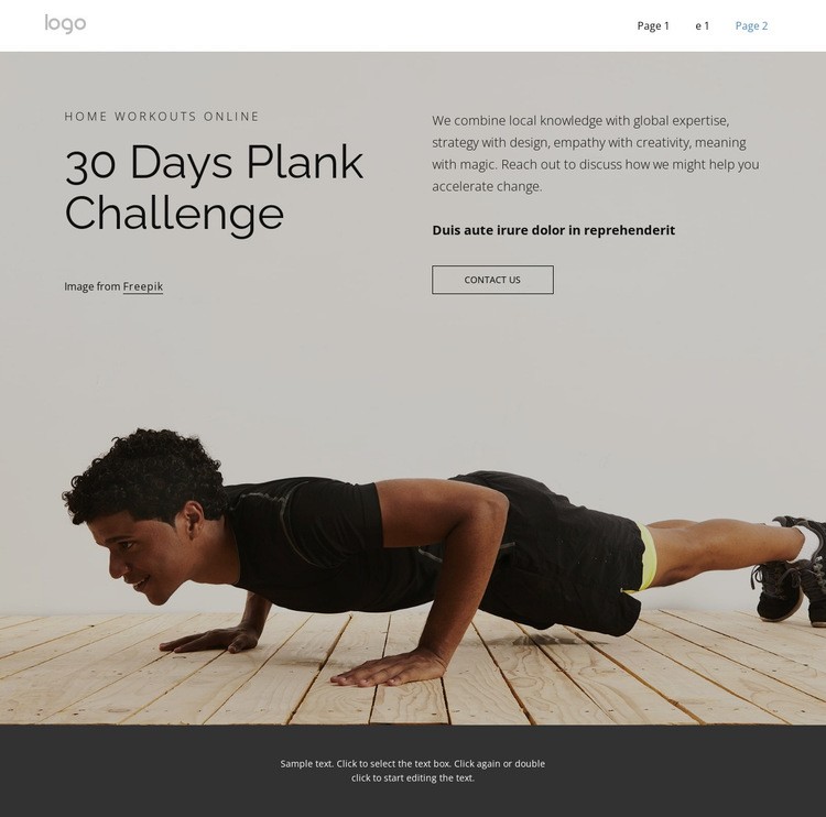 Plank challenge Elementor Template Alternative