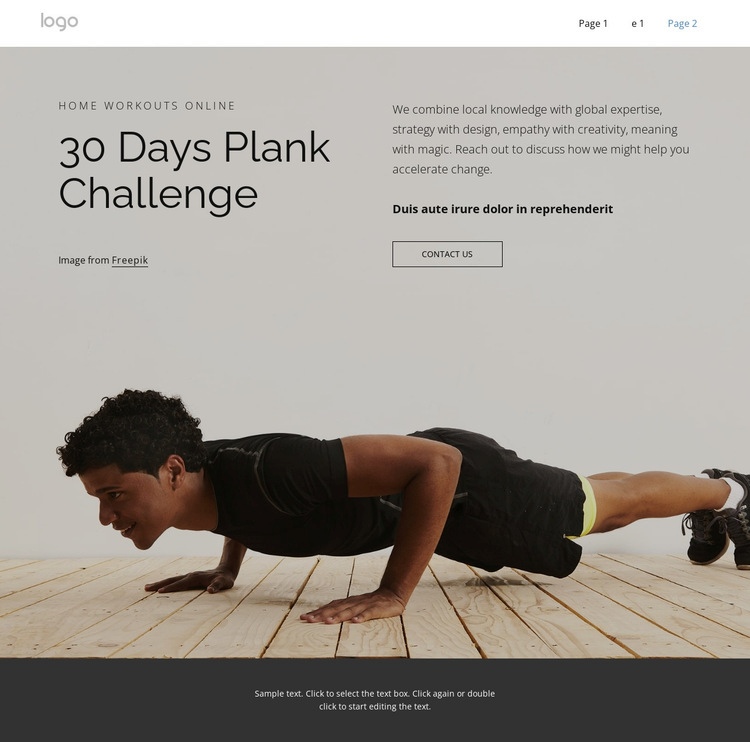 Plank challenge Homepage Design