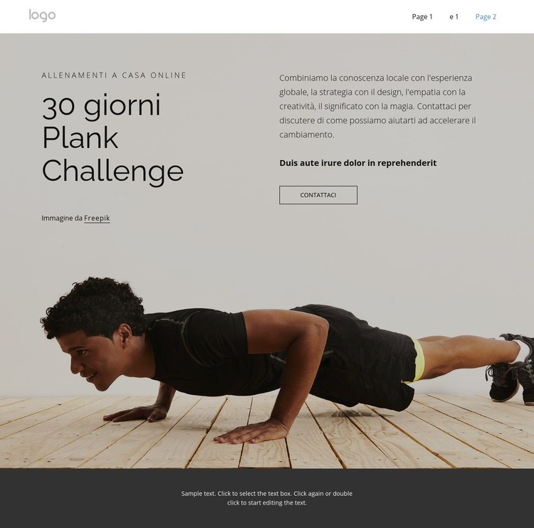 Plank challenge Un modello di pagina