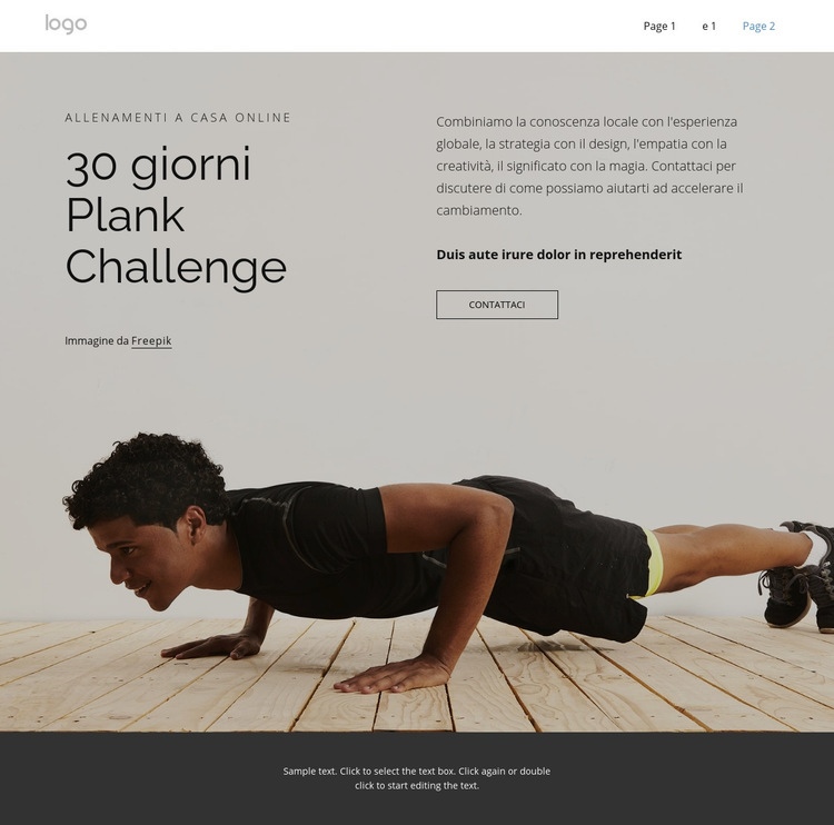 Plank challenge Pagina di destinazione