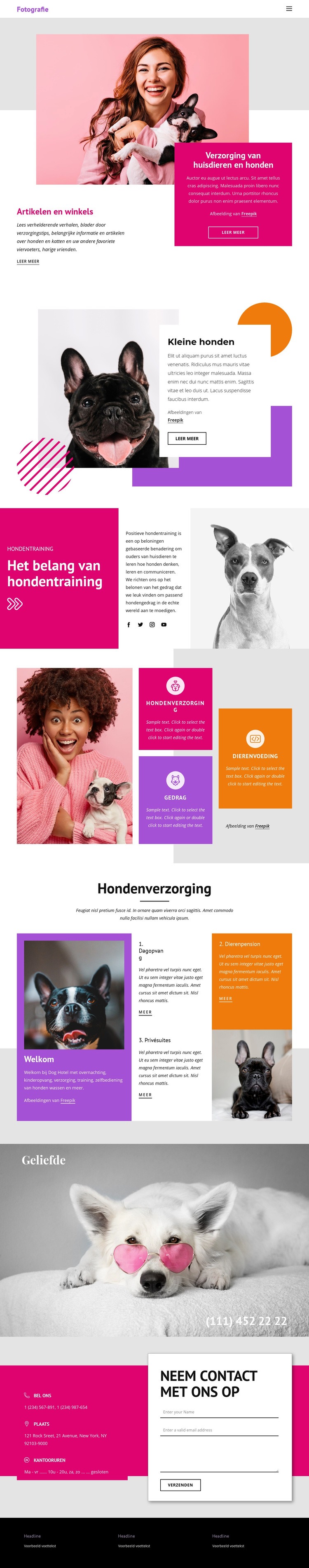 Huisdierenverhalen Website Builder-sjablonen