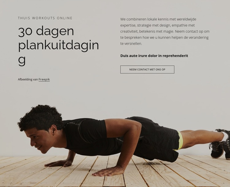 Plank uitdaging Website sjabloon