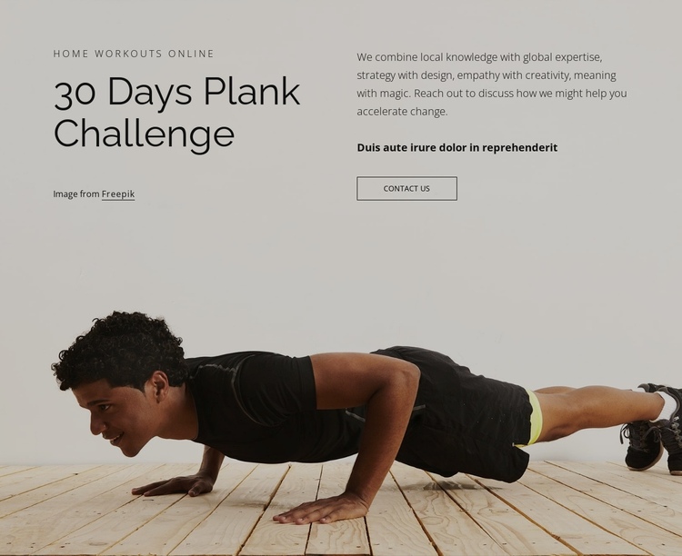 Plank challenge One Page Template
