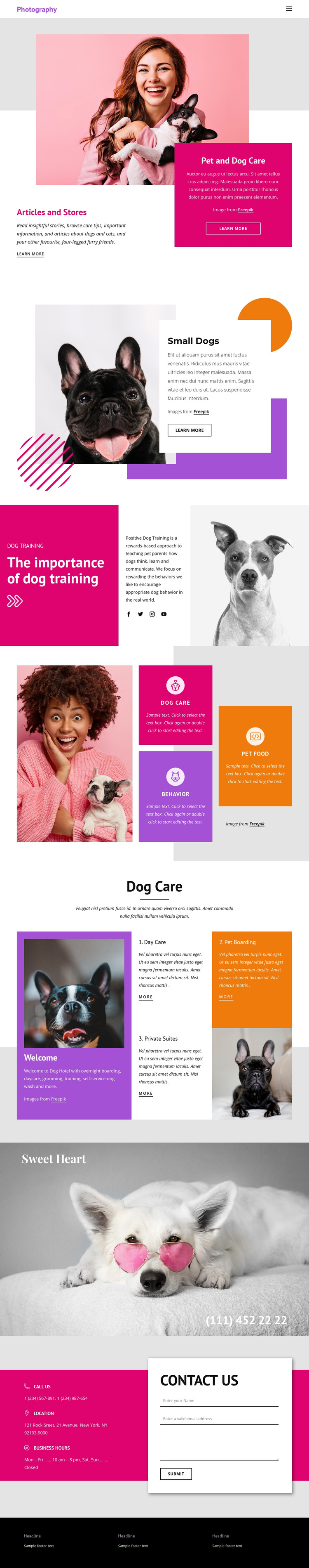 Pets Stories One Page Template