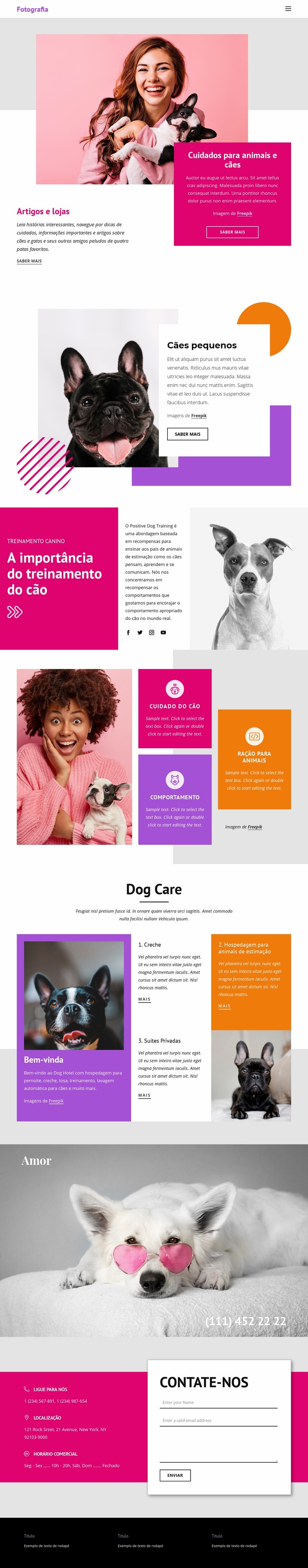 Histórias de animais de estimação Landing Page