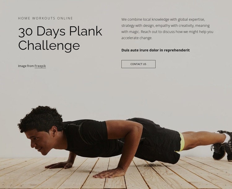 Plank challenge Wix Template Alternative