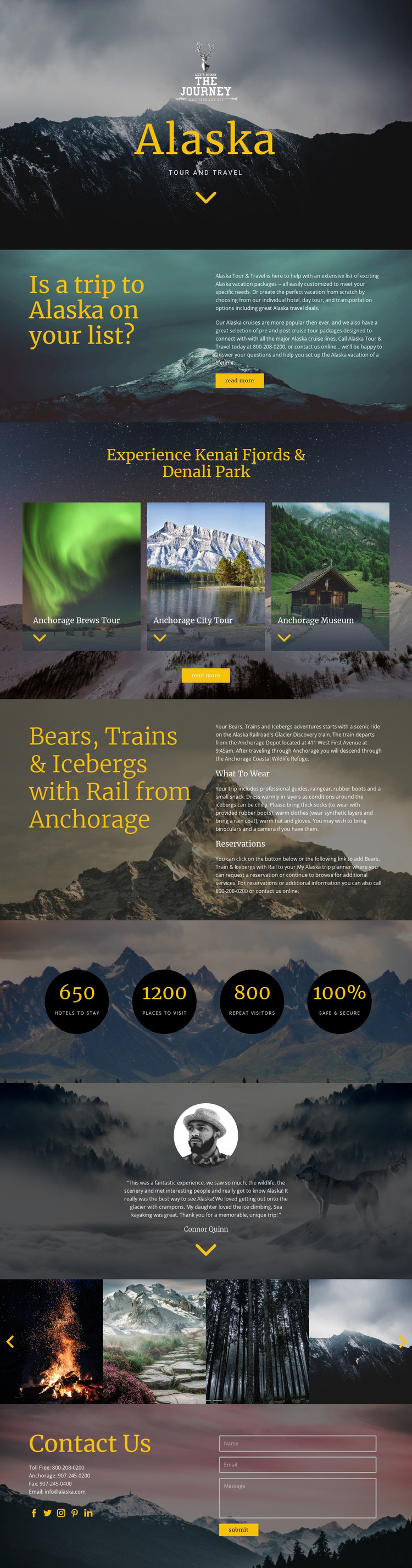 Alaska Travel One Page Template