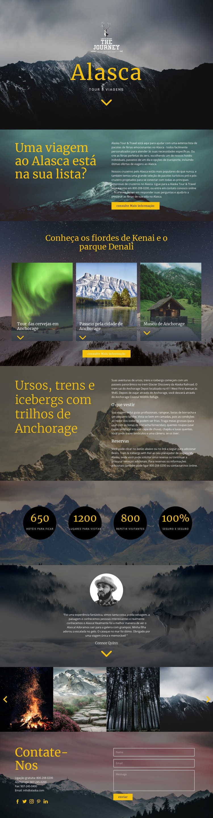 Viagem ao Alasca Construtor de sites HTML