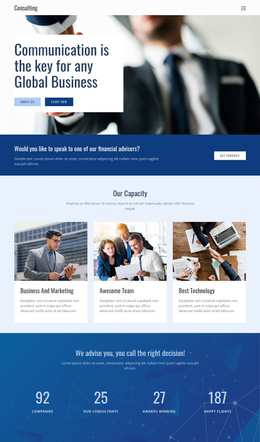 Landing Page Template For Key To Global Business