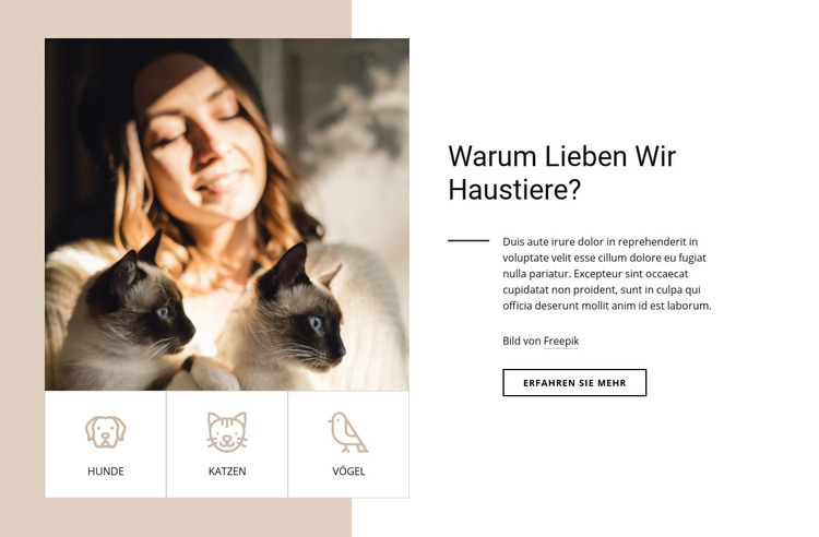 Warum lieben wir Haustiere? HTML-Vorlage