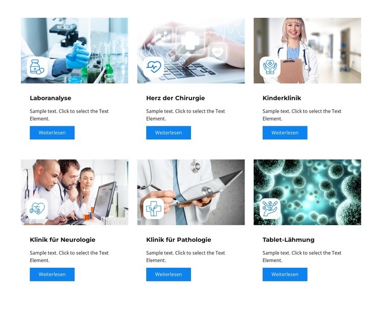 Klinikdienst auswählen Website design