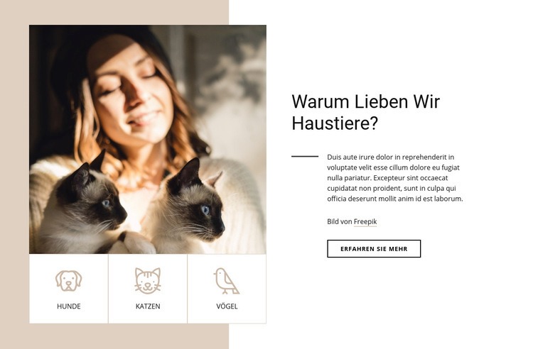 Warum lieben wir Haustiere? Website design