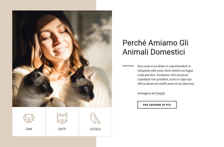 Perché amiamo gli animali domestici Mockup del sito web