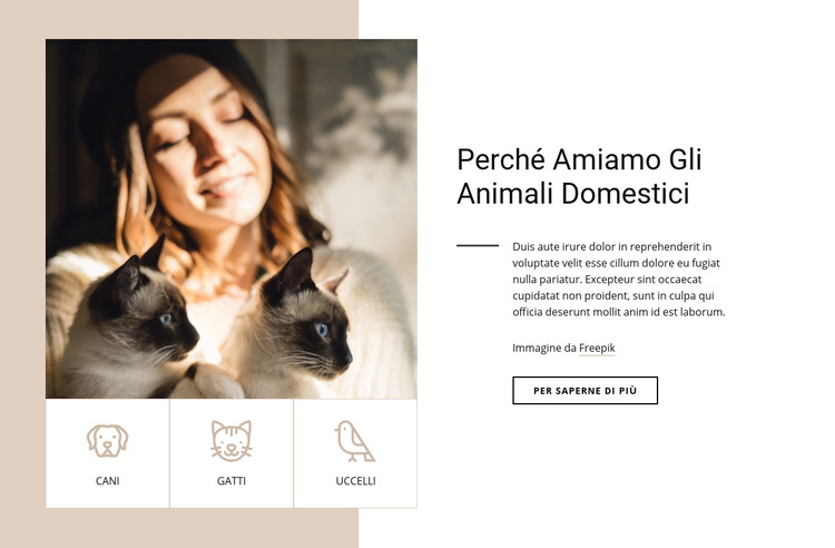 Perché amiamo gli animali domestici Modello di sito Web