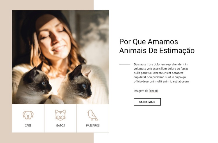 Por que amamos animais de estimação Design do site