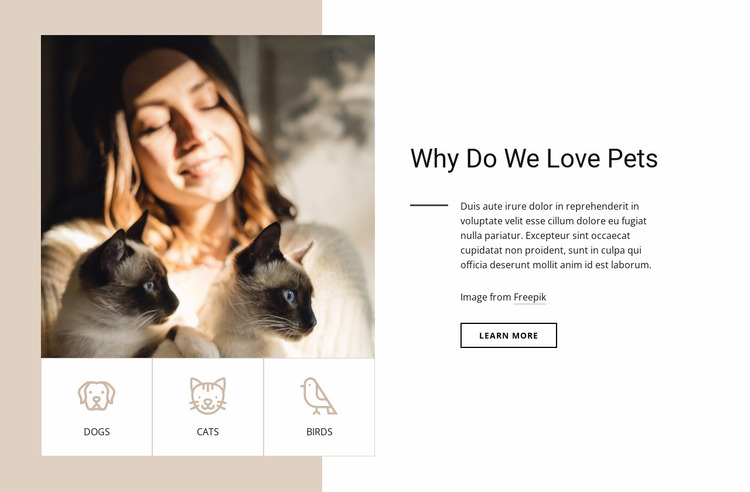 Why do we love pets Website Mockup