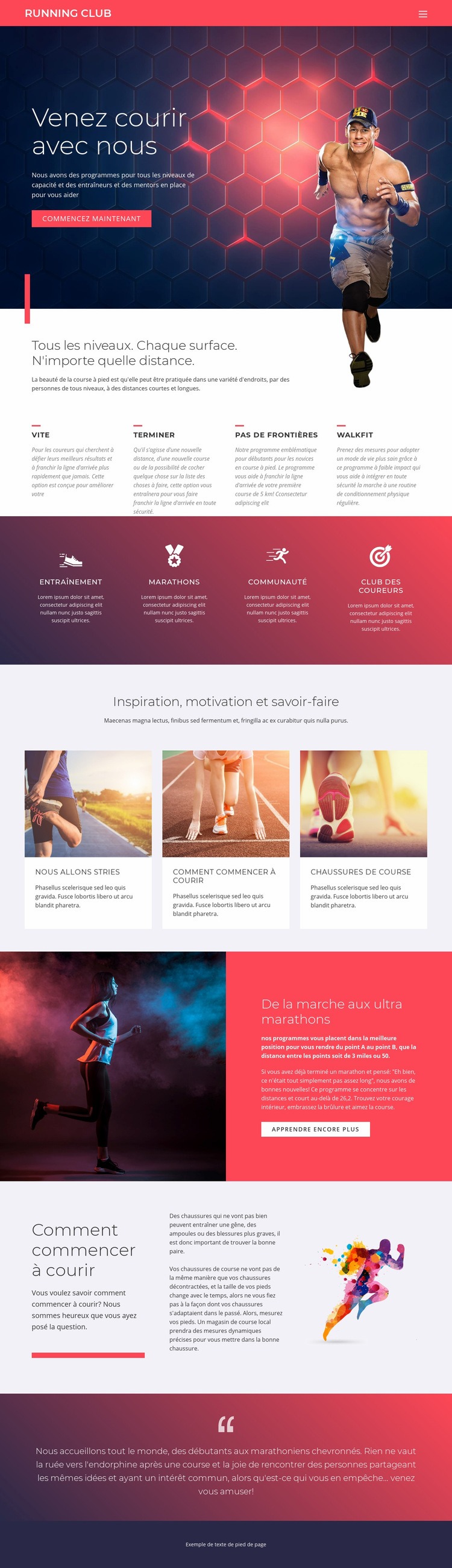 Course à pied et sport Modèle HTML5