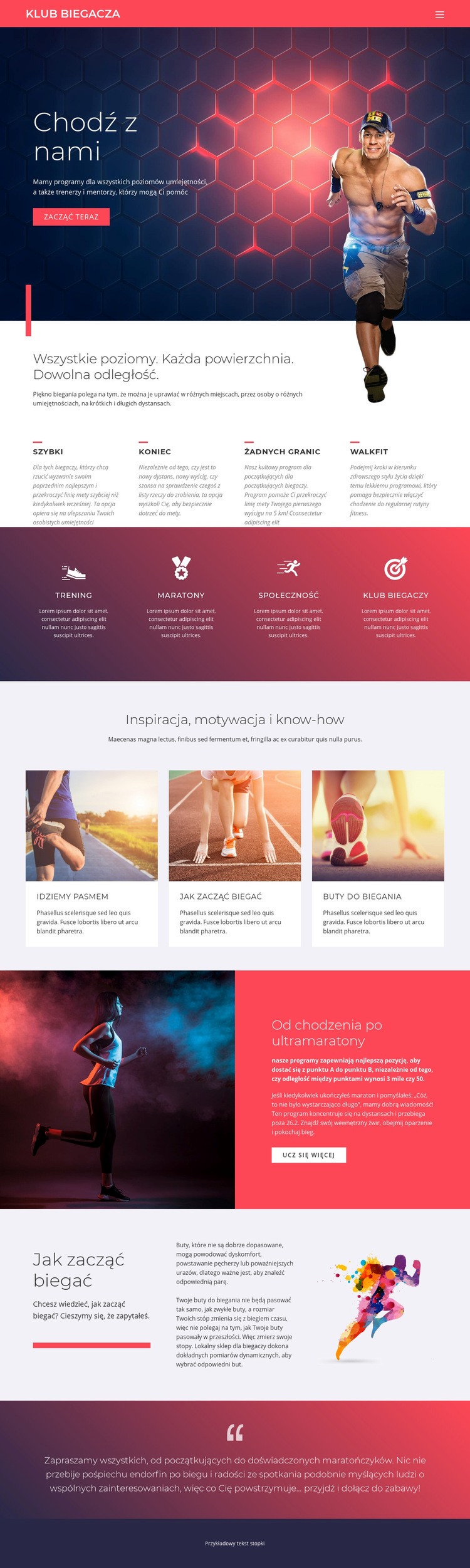 Bieganie i sport Kreator witryn internetowych HTML