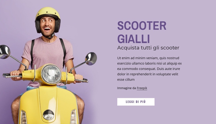 Scooter gialli Mockup del sito web