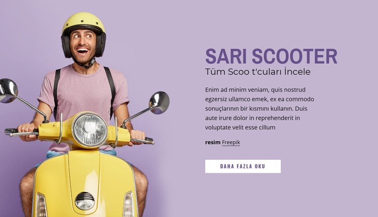 Sarı scooter Bir Sayfa Şablonu