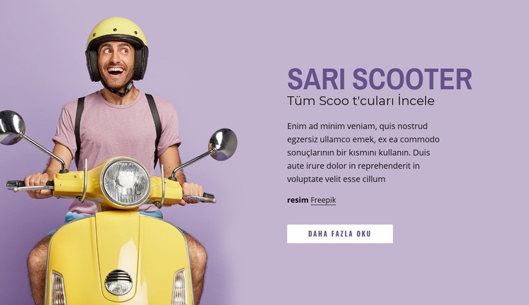 Sarı scooter Web Sitesi Mockup'ı