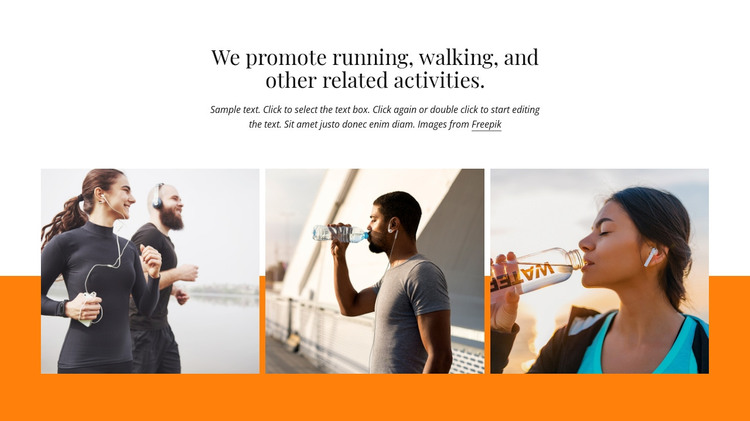 We promote running events Woocommerce Theme